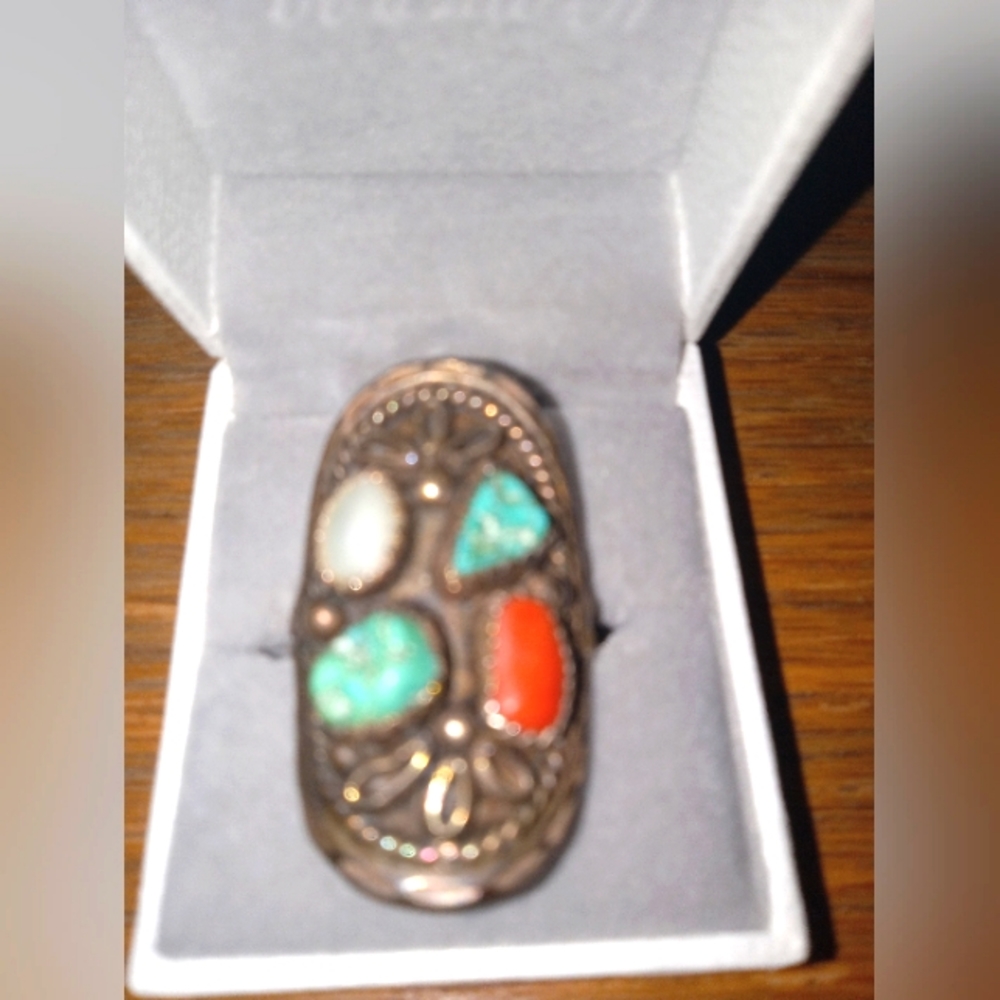 Vintage Boho Navajo Turquoise Ring Signed By Jefferson James #festival